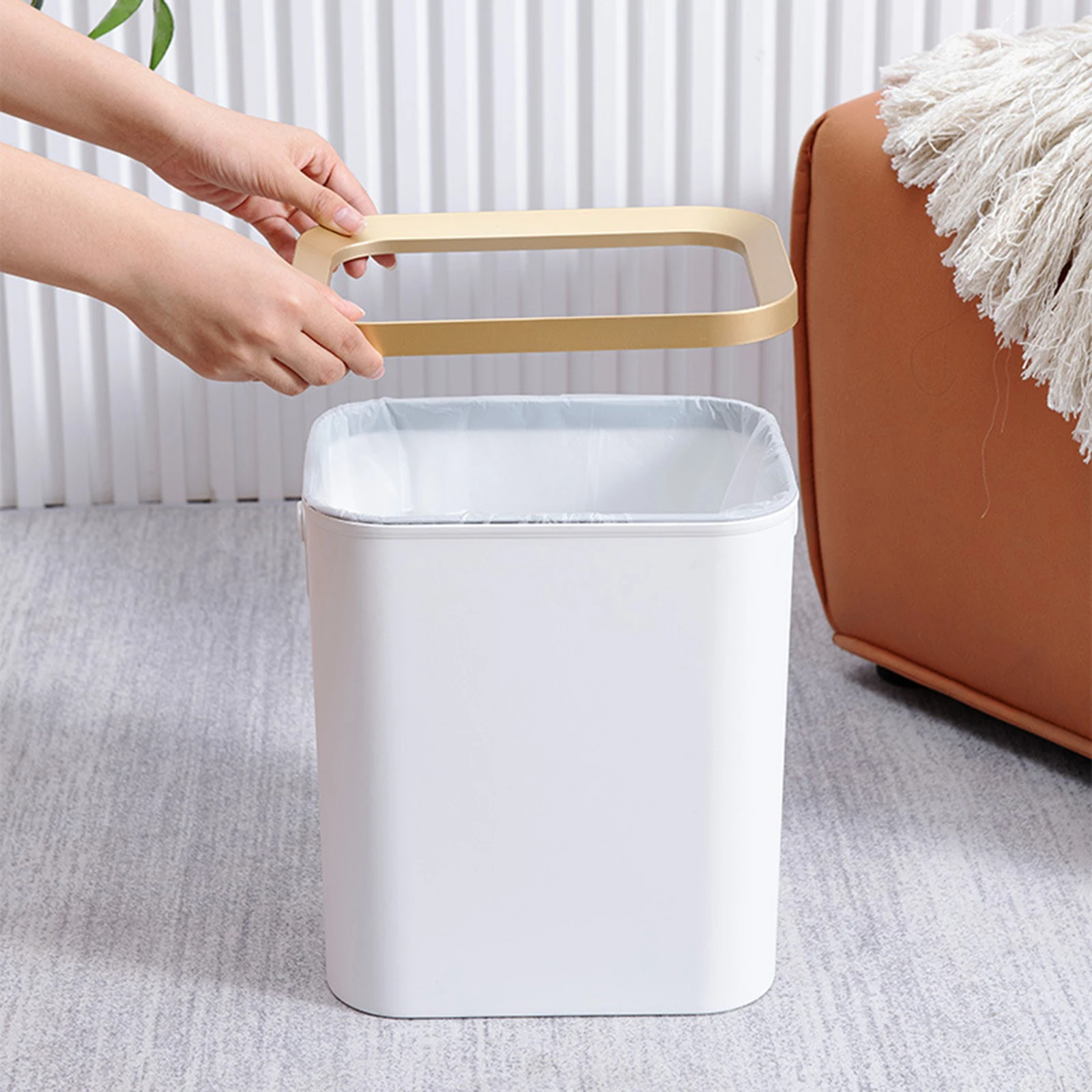 Large-capacity Kitchen Standing Trash Can Garbage Can Rubbish Bin 12/15L Food Waste Bin for Kitchen Living Room Outdoor