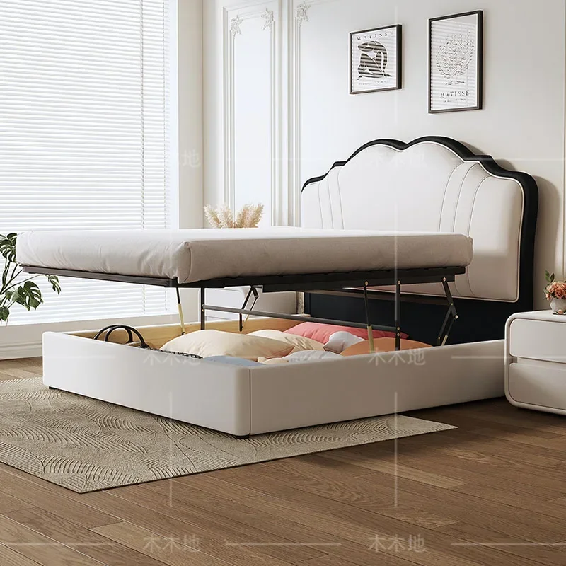Удобная современная кровать, японская кровать из массива дерева, бесплатная доставка, кожаная кровать, ленивая белая Cama Oculta, гибкая мебель для дома