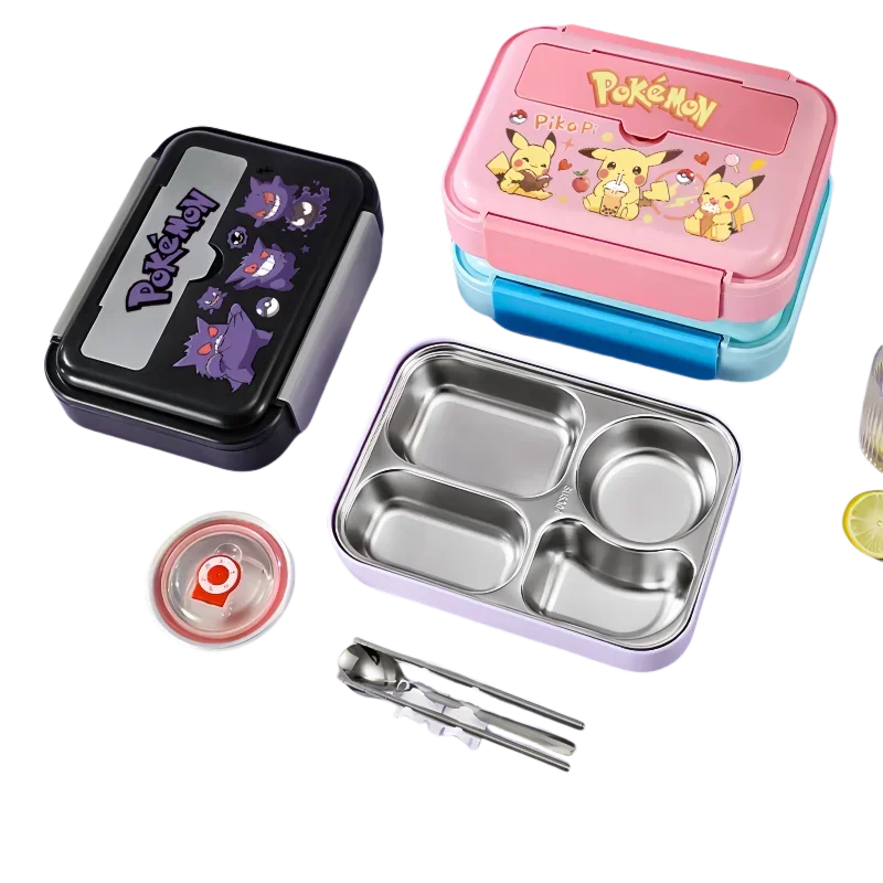 

Pokemon Bento Box Pikachu Insulated Lunch Box Dinner Plates for Boys & Girls Gengar Food Holding Bowls for Students Only Anime