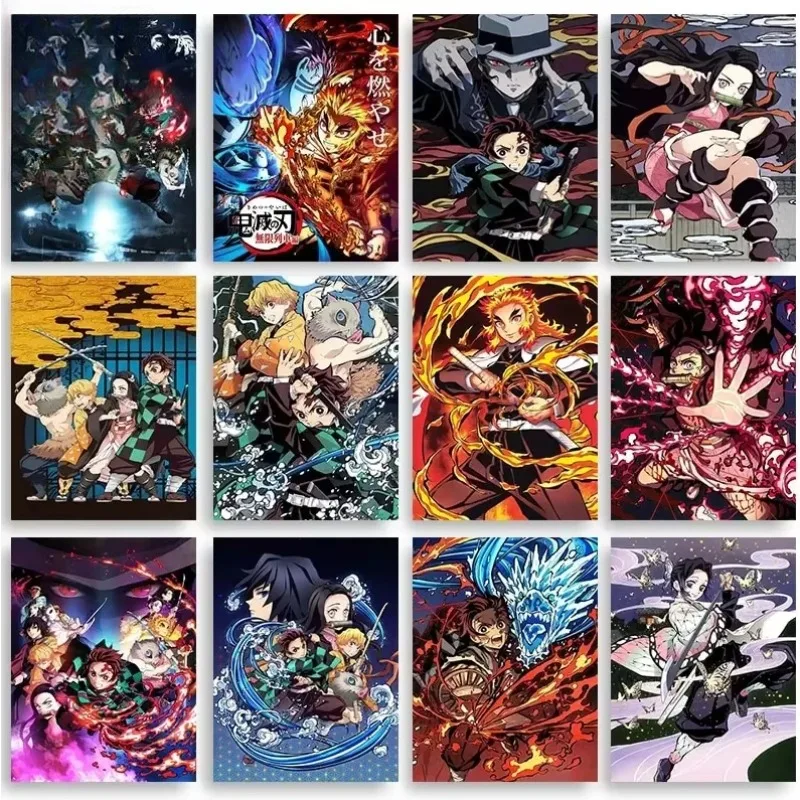 

Demon Slayer аниме мозаика 5D DIY ручная вышивка крестиком набор алмазной живописи дрель Рим Декор подарок