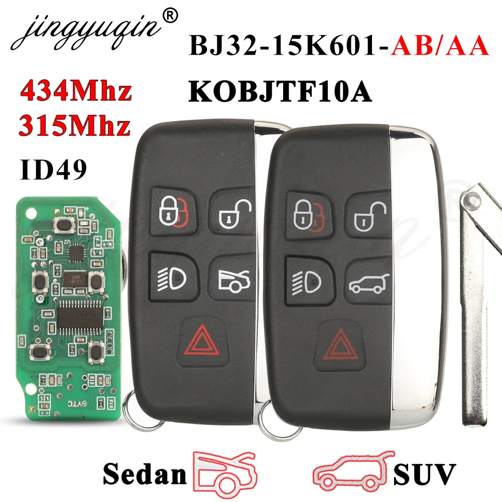 Jingyuqin 315/434MHz Car Remote Smart Key Fob Fit Jaguar for Land Rover Discovery 4 Freelander Range Rover Sport Evoque NoLOGO