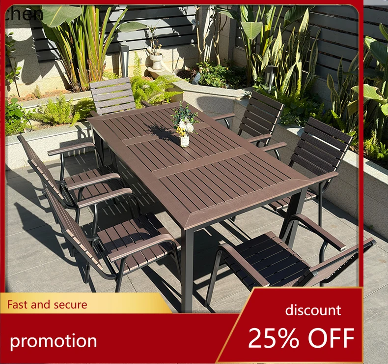 

HT outdoor courtyard tables and chairs open-air balcony villa preservative wood garden commercial