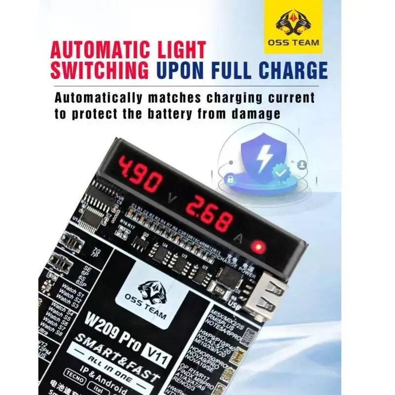 

OSS W209Pro V11 Phone Battery Quick Charging ActivationCompatible For iPhone17/17Pro/17Pro Max/iP Air Smart Charging Tester Tool
