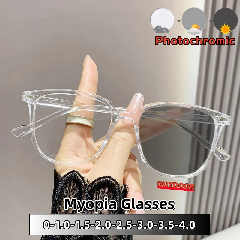 

Large Frame Square Photochromic Anti-blue Light Myopia Glasses Dual-purpose for Day and Night Use Lady and Gentleman