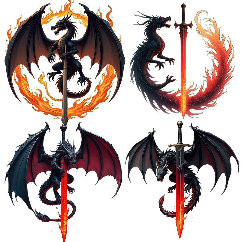 Three Ratels Q103 Exquisite Black Dragon and Sword Art Wall Stickers for Home Decoration IPDA decals Car stickers Waterproof