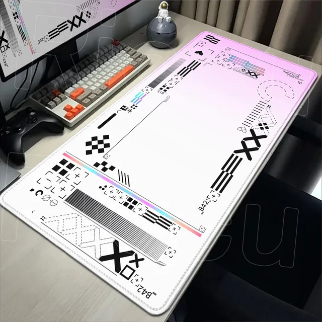 Mouse Pad de Desenho Animado Rosa com Estampa CSGO para Streamers e Gamers, 400x900mm, Antiderrapante, Tapete de Borracha para Teclado e Mouse, Acessórios para Jogos