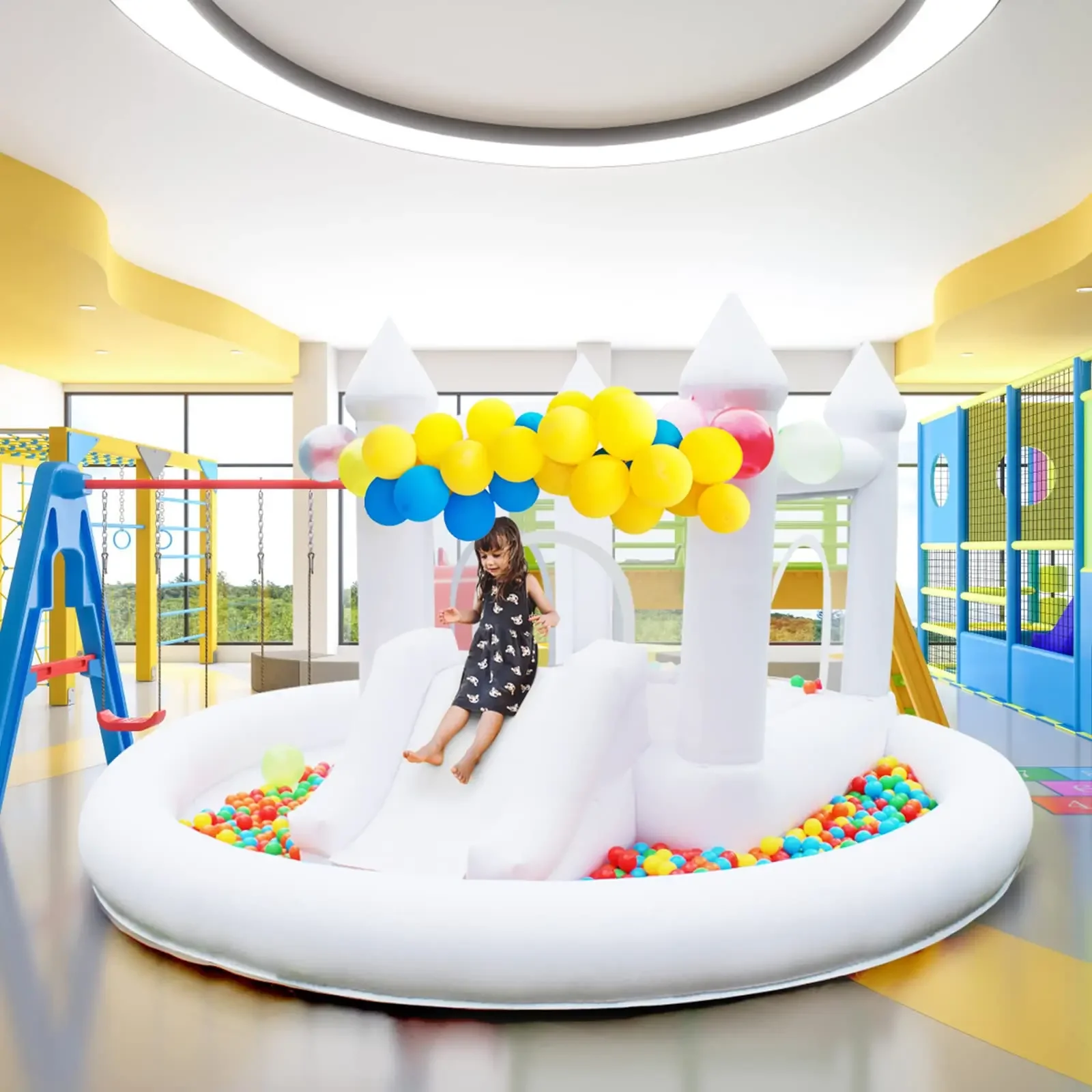 Dia 4M Children inflatable castle trampoline with slide and ball pit  party event birthday gift playground kids toy Jumping bed