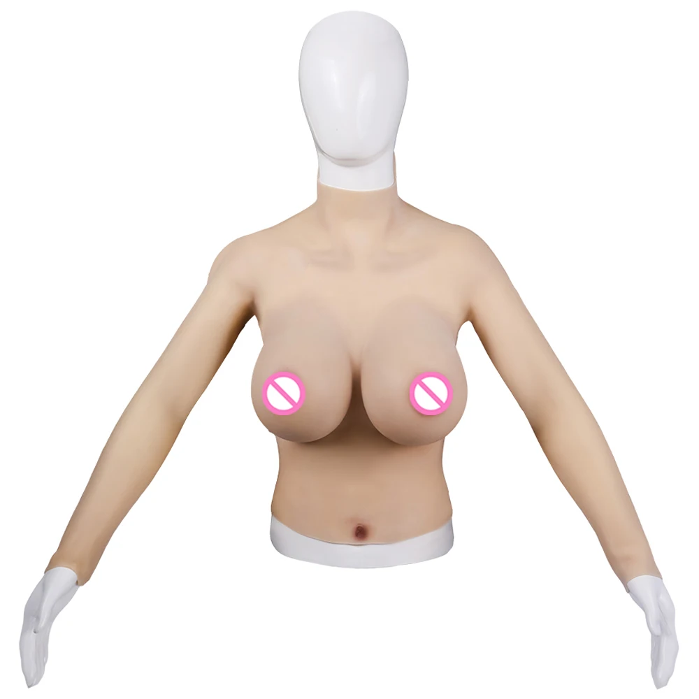 

Silicone Breast Forms Half Body Suit Fake Boobs with Arms D E G Cup Artificial Chest for Crossdresser Shemale Cosplay Drag Queen