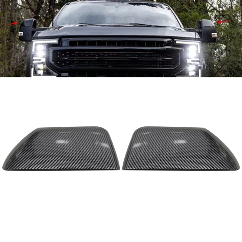 Car Side Mirror Cover Car Side Mirror Accessories HC3Z-17D743-CA Carbon Fiber For Ford F250 F350 F450 F550 2017-2023