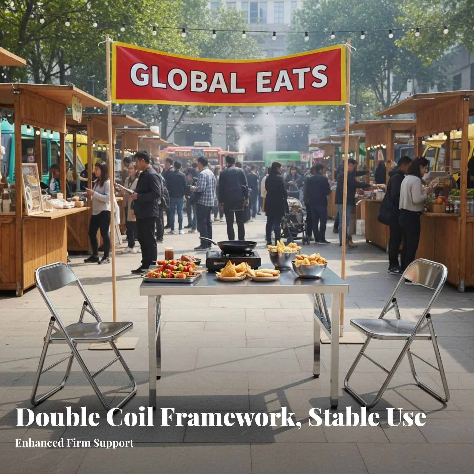 

Folding Stainless Steel Table Foldable Design Stainless Steel Work Table Thickened Surface sturdyDuty for Caterers, Dining Room