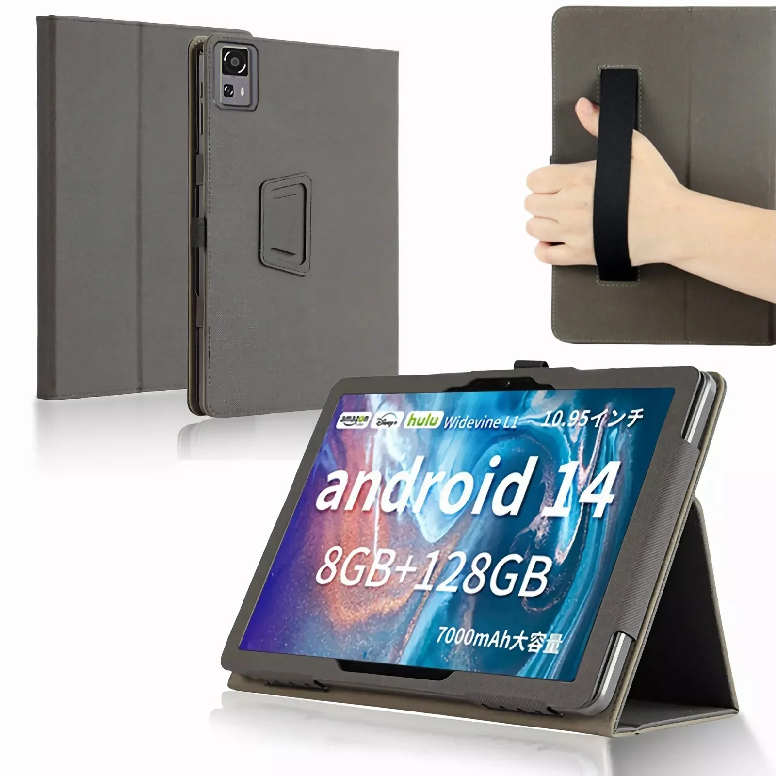 Flip Cover for Acer Gadget E10 ETPad 10.95-Inch 2024 Tablet Case Folding Stand Pu Leather Protective Shell with Strap Hand