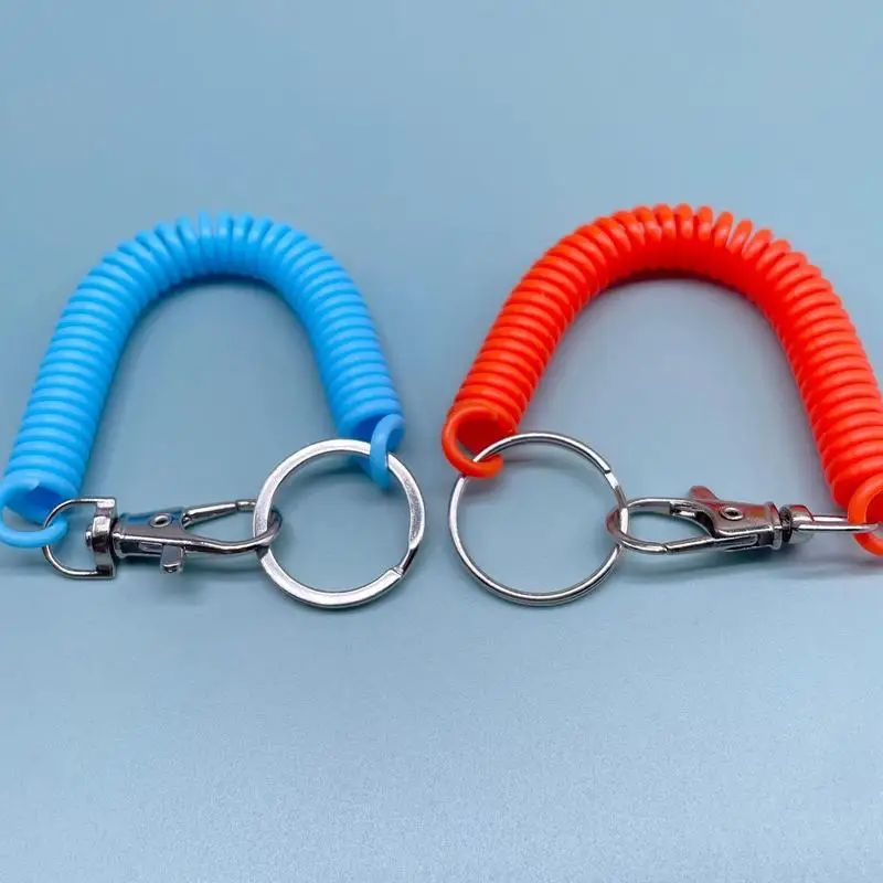 Stretchy Keychain Coil Lanyard With Clip Coil Cord Lanyard Strongest Stretch Spring Keychain Long Elastic Coil For Bus Card