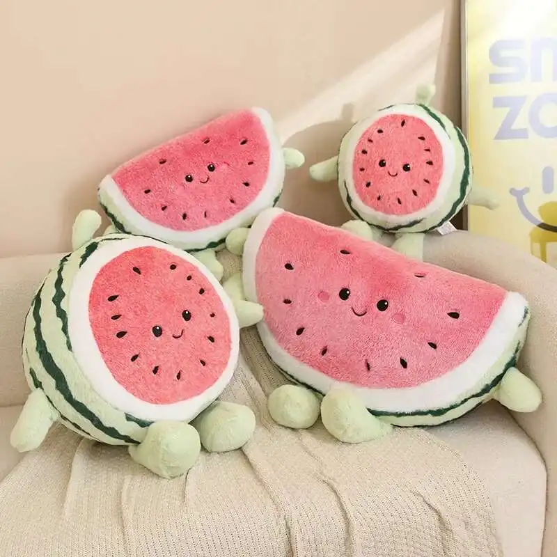Jouets en peluche pastèque mignons, poupée en fourrure, coussins de plantes en peluche, oreiller de Fruits de dessin animé Kawaii, jouet doux pour enfants, cadeau d'anniversaire