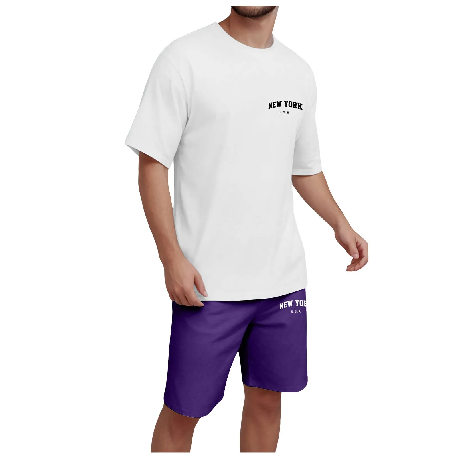 

Men Suits Classic Men's T Shirt Round Neck Short Sleeves Shorts 2 Pieces Men's Clothes And Pants Men Windbreaker Suit