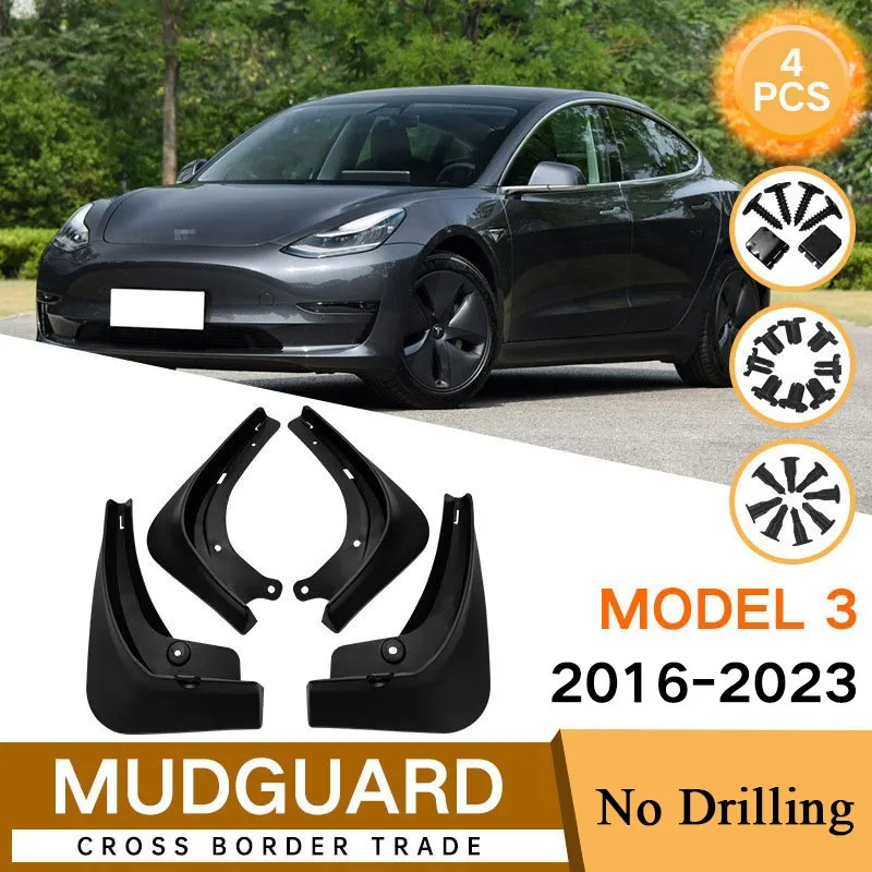 

Mud Flaps No Drilling Splash Guards Fender for Tesla Model 3 2017 2018 2019 2020 2021 2022 2023 4pcs
