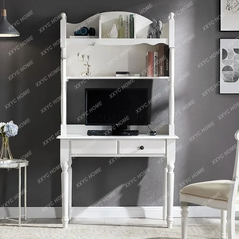 XX All solid wood desk combination white computer desk for student home learning