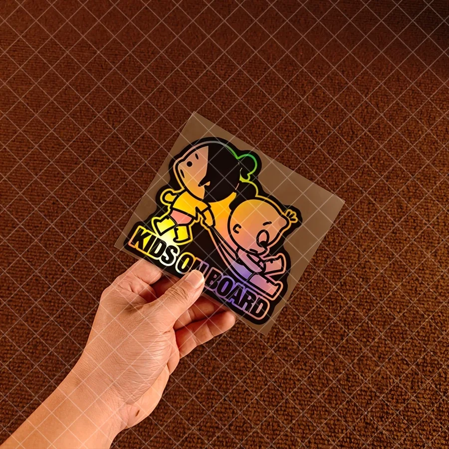 1 قطعة ملصق سيارة ثلاثي الأبعاد "أطفال على متن الطائرة"، ملصق سيارة كرتوني للأطفال، ملصق فينيل مقاوم للماء لنافذة السيارة، تذكير السلامة