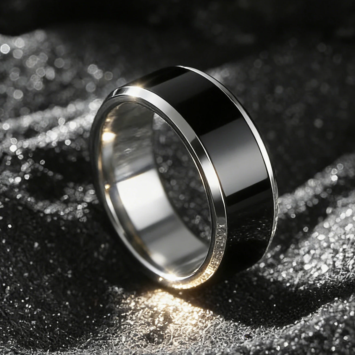 Cincin Kawin Tungsten dengan Chip NFC Ntag216 untuk Pria dan Wanita 7mm Nyaman Dipakai, URL Ulang Tahun 888 Byte yang Dapat Diprogram