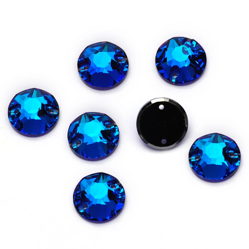 Bermuda Blue K9 Various Sizes Shapes Glass Sew On Rhinestone Glitter Crystal Stone for Diy Sewing Accessories Clothes