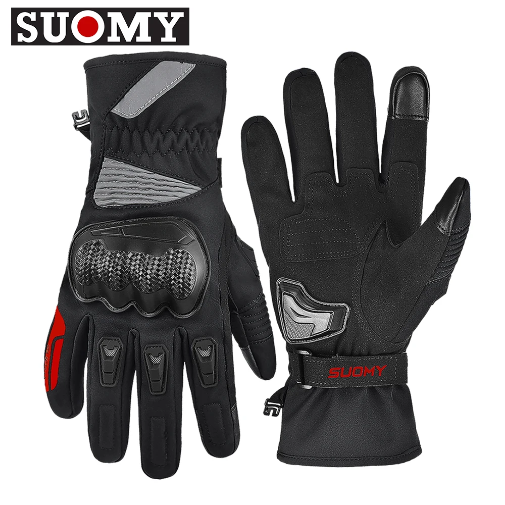 

SUOMY Motorcycle Glove Waterproof Moto Glove Touchscreen Motocross Glove Thickened Velvet Coldproof Carbon Fiber Protection Gear