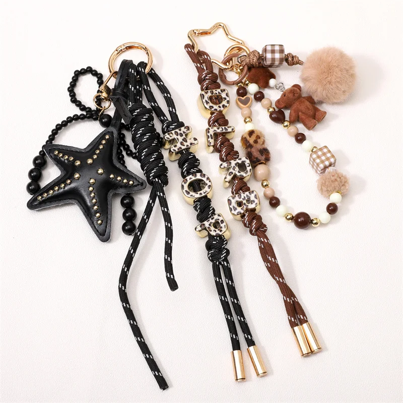 1Pc Acrylic Gold Background Leopard Print Large Hole Letter Beads For Making Bracelets Keychains DIY Jewelry Handmade Supplies