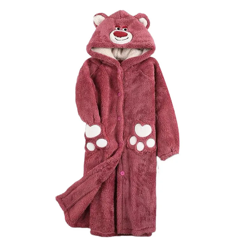 Miniso Marca Lotso Donna Veste Pigiama a maniche lunghe Abbigliamento per la casa da donna Indumenti da notte Camicia da notte con cappuccio