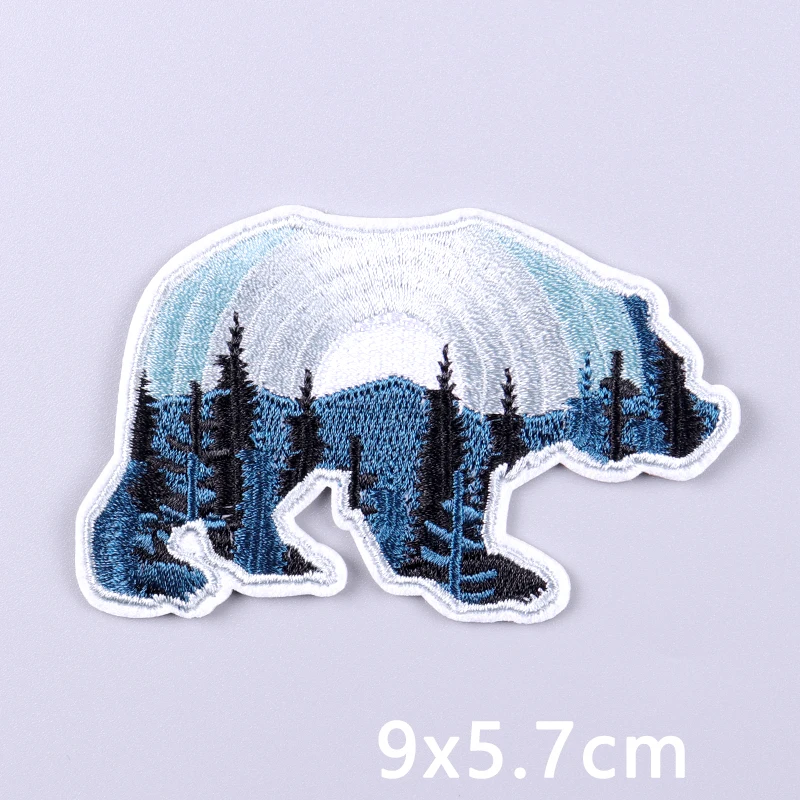 1-5 PCS Outdoor Bear Patch/Applique Iron On Patches For Clothing Stickers Forest Animal Adventure Embroidered Patches On Clothes