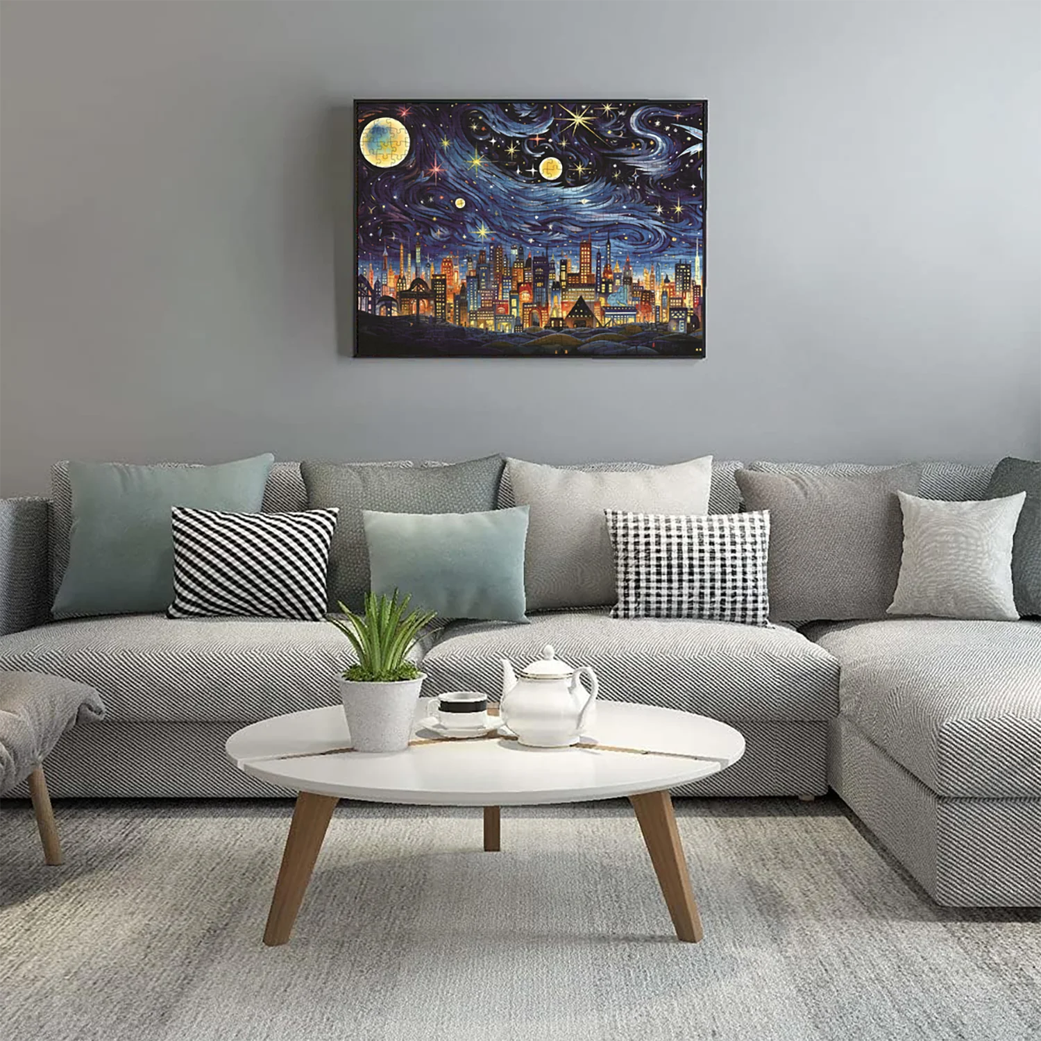 500 piezas escena nocturna Material de terciopelo rompecabezas de suelo para adultos juegos de decoración del hogar diversión familiar juguetes educativos para niños