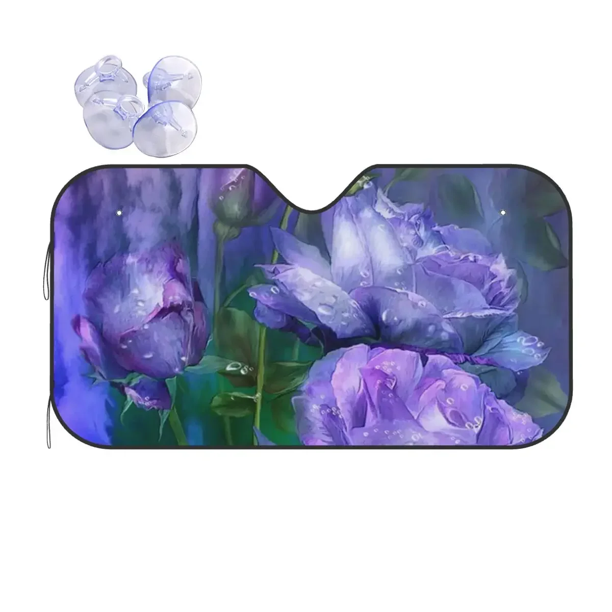 Parasol para parabrisas con diseño de rosas de lavanda, flor rosa natural, visera para ventana delantera de coche vintage, parasol para visera