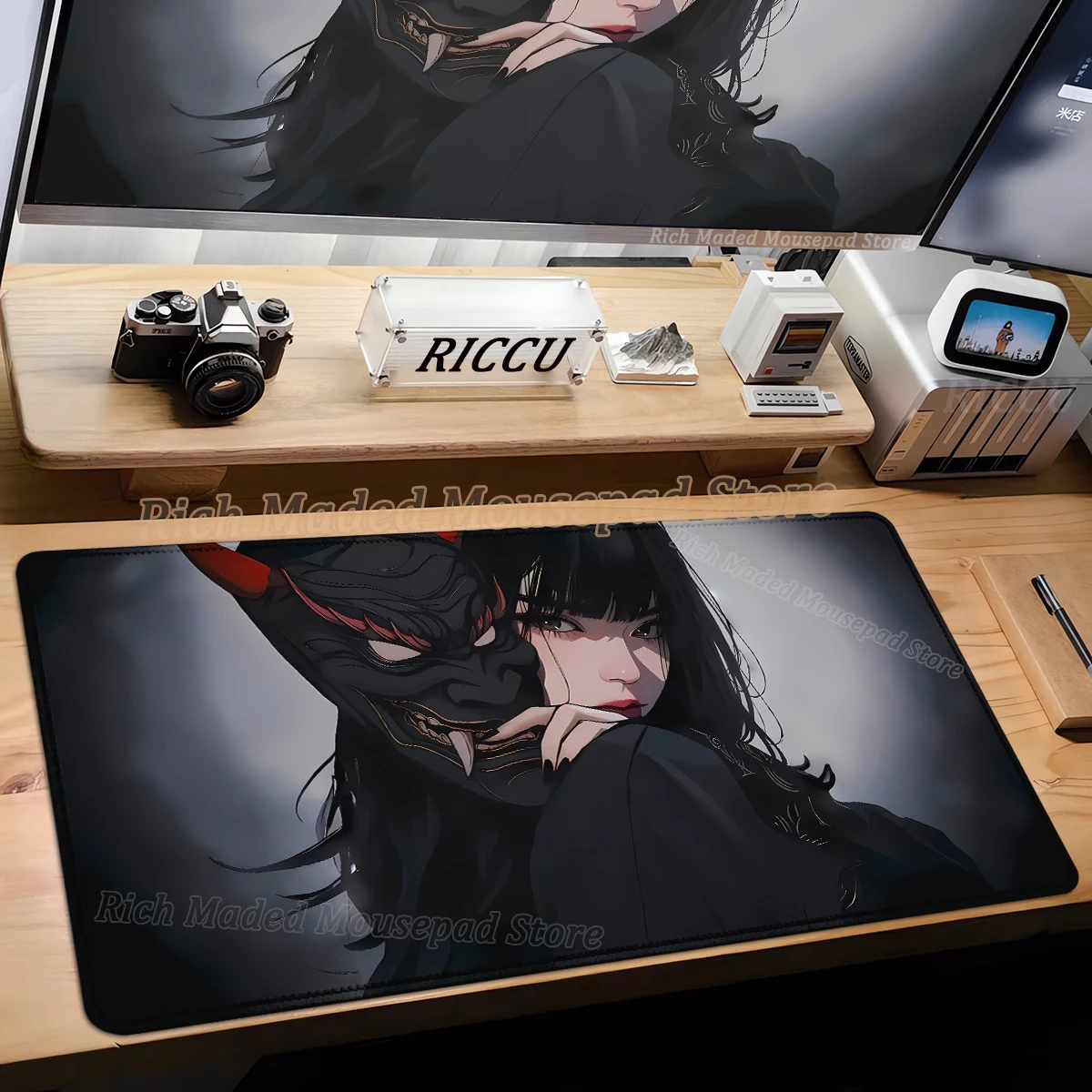 

Anime Mask Girl Mouse Pad Gaming Speed Mouse Mat Gamer Extended Mousepad Gaming E-Sports Desk Mat Computer Keyboard Mats 400×900