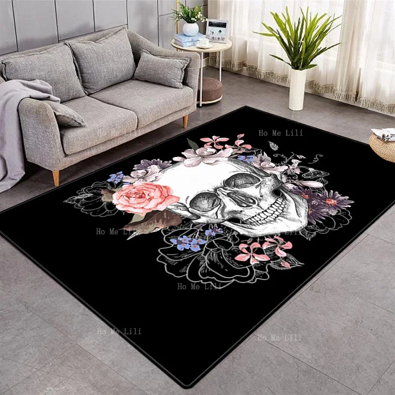 3D Horror Skeleton Halloween Art Nordic Flannel Floor Rugs Anti Slip Carpet Home Decoration For Bedroom Living Room