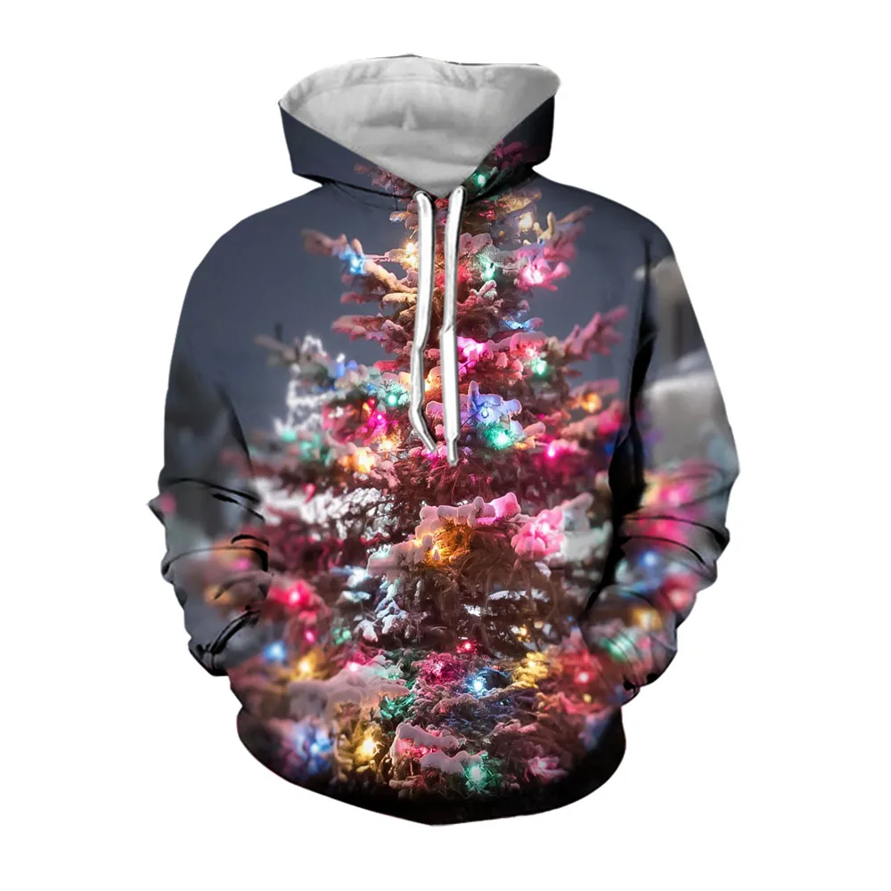 

Jumeast 3D Baggy Mens Hoodies Clothes With Christmas Tree Pattern Festival Clothing Oversized Fashion Hoodie Streetwear Pullover