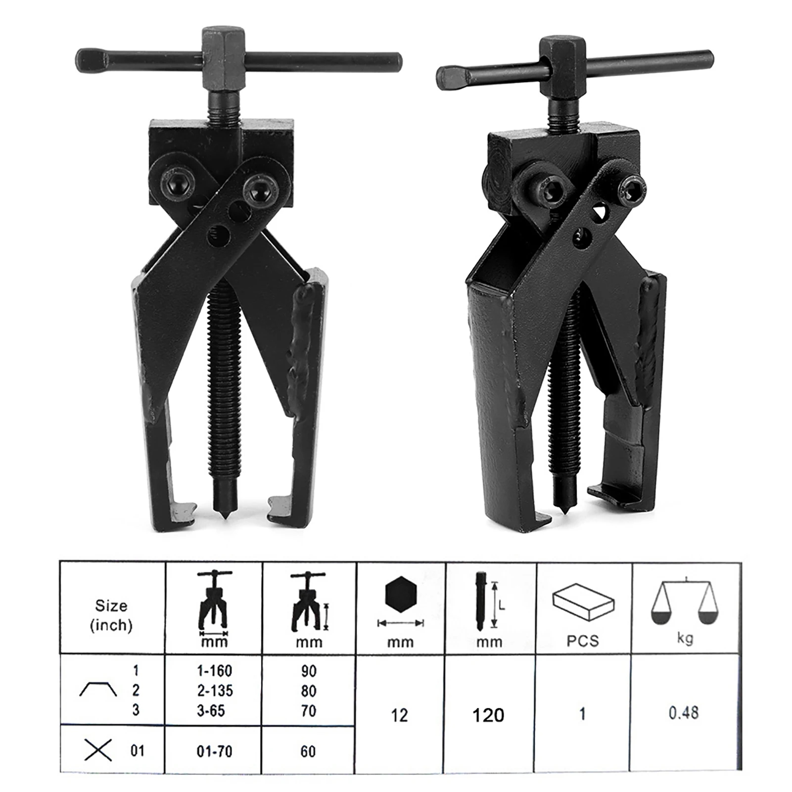 2-Claw Puller Separate Lifting Device Strengthen Bearing Rama with Screw Rod for Auto Mechanic Maintenance 2-Claw Bearing Puller