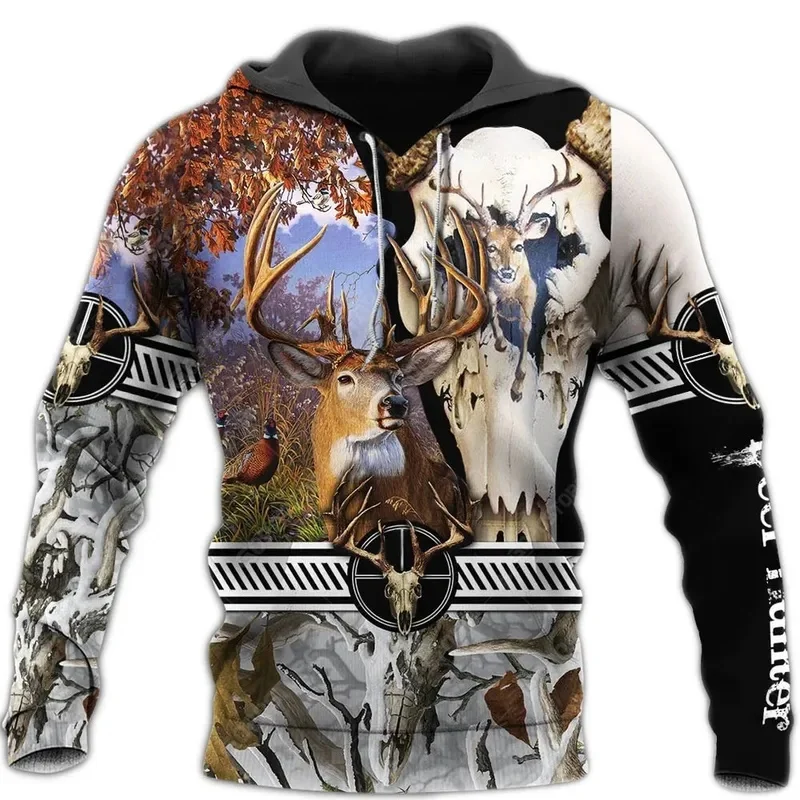 New Hunting Animal Goat Ancient Classic New Fashion Street Wear Unisex 3D Printed Hoodie Sweatshirt Red Jacket