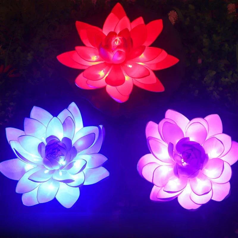 Lámpara Led flotante de loto, simulación de hoja de loto, lámpara de loto EVA, luz decorativa de paisaje para lago al aire libre