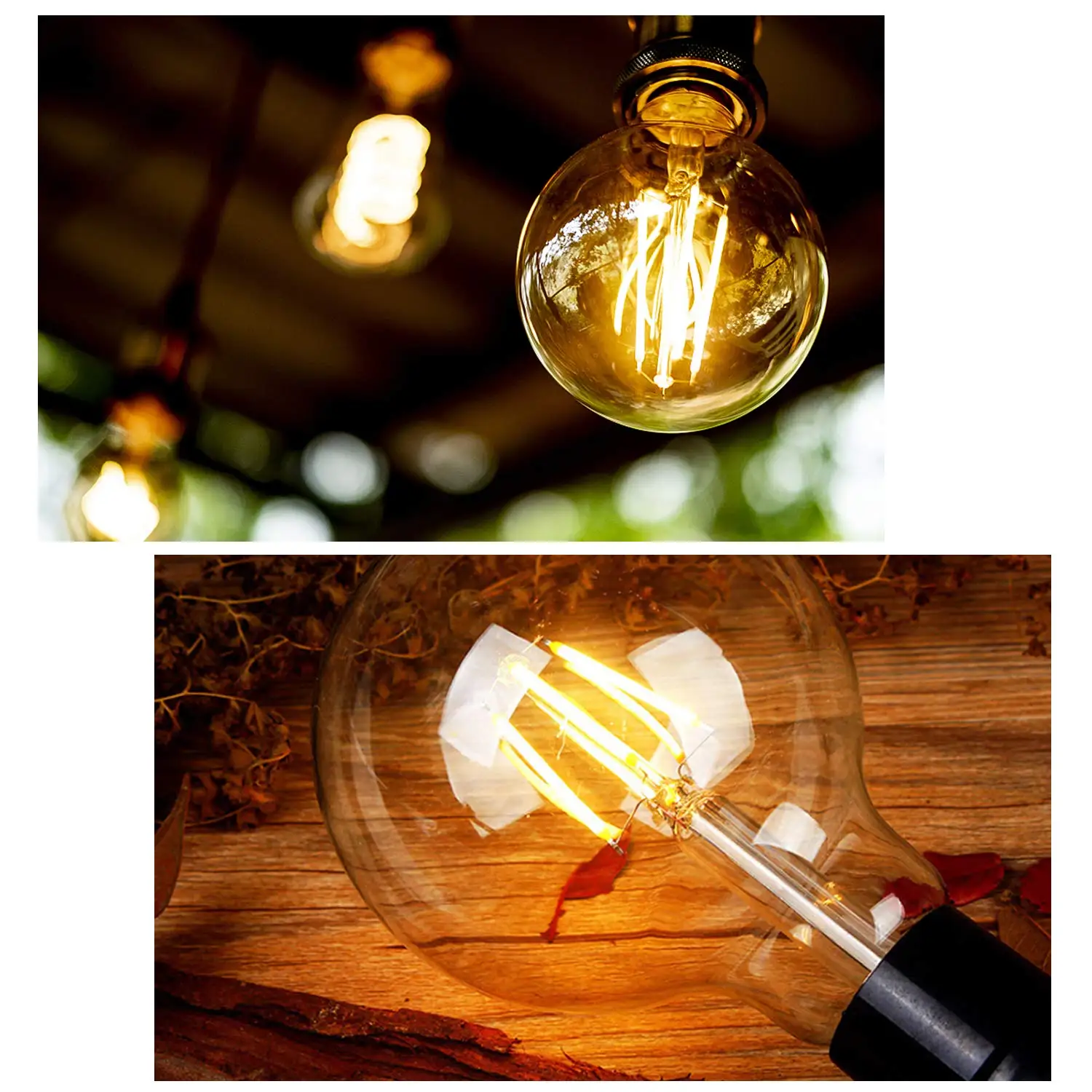 Gold Tint Vintage Edison LED Light Bulb E27 Night Light Bulbs G40 G45 G125 1W 4W Vintage  LED Filament Light Bulb Dimmable