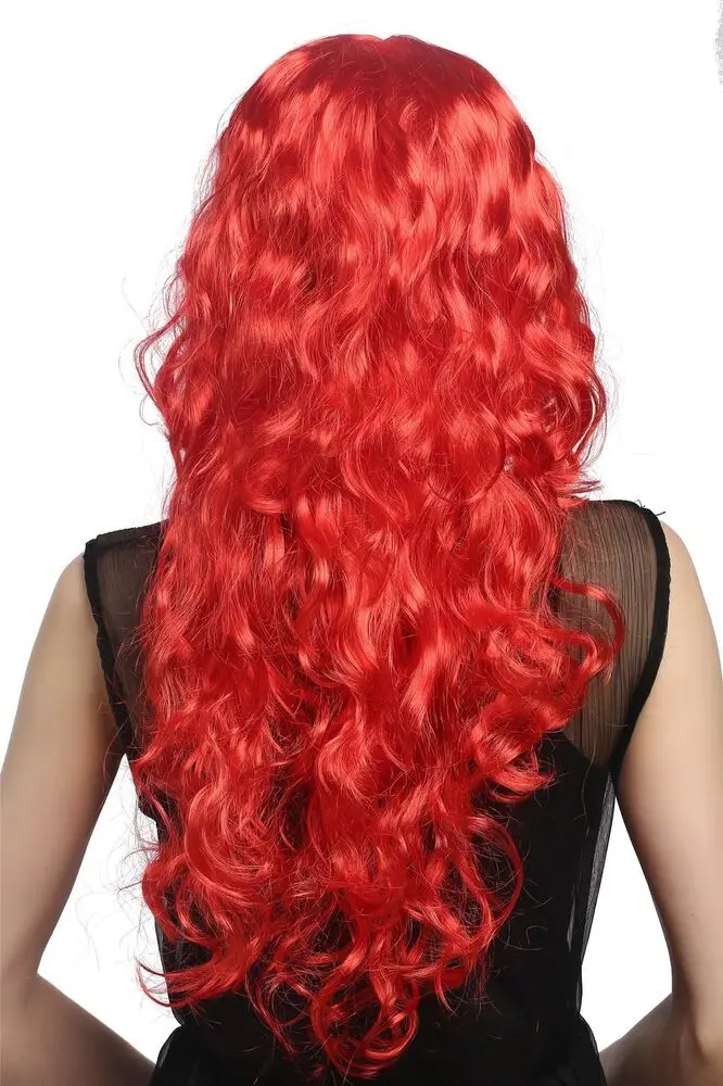 Peluca sintética de 65 CM para mujer, cabellera larga ondulada, color rojo, ideal para carnaval