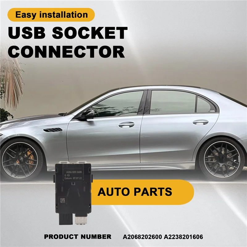 

For Mercedes-Benz W206 W223 USB Plug Socket Charger Interface A2068202600 A2238201606 USB Socket Connector