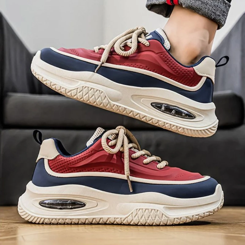 

Men's Thick Sole Hidden Height Boost Chunky Sneakers Spring Autumn Sporty Streetwear Versatile Casual Youth Shoes