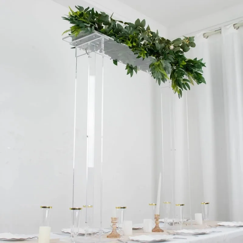 40"Tall Display Stand Clear Acrylic Rectangular Flower Stand for Wedding Centerpiece Long Floral Frame Table
