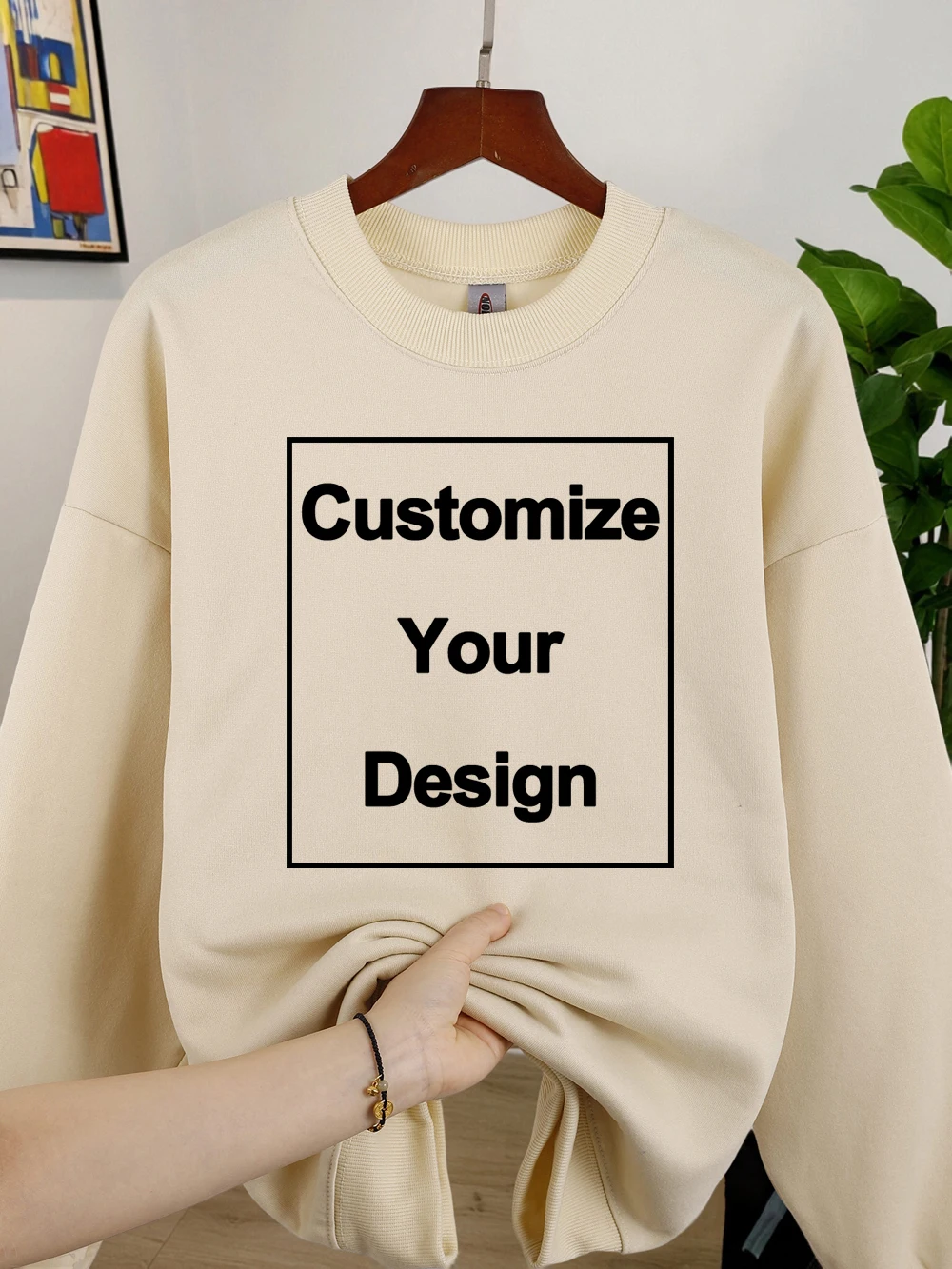 

Custom The Logo Pattern Womens Sweatshirts Winter Warm DIY Hoodies Casual Crewneck Fleece Pullovers Autumn Soft Unisex Clothing