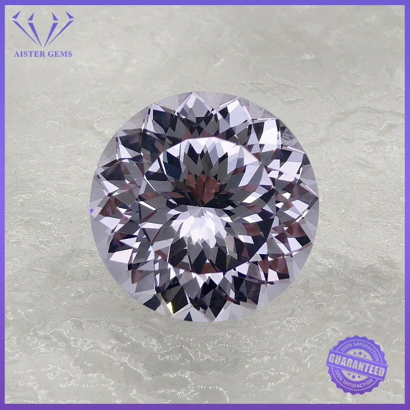 

Выращенные в лаборатории красочные драгоценные камни чрезвычайно блестящее качество круглой формы лавандового цвета драгоценный камень для очарования DIY ювелирные изделия с сертификатом