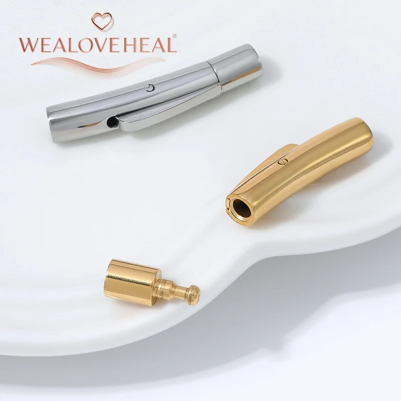 armband verschluss, 4mm 18K vergoldeter Messing-Bogen-Bajonettverschluss, Druckknopf-Klebeverschluss für DIY Perlenarbeiten, gebogene Rohr-Schmuckteile – Detail 17