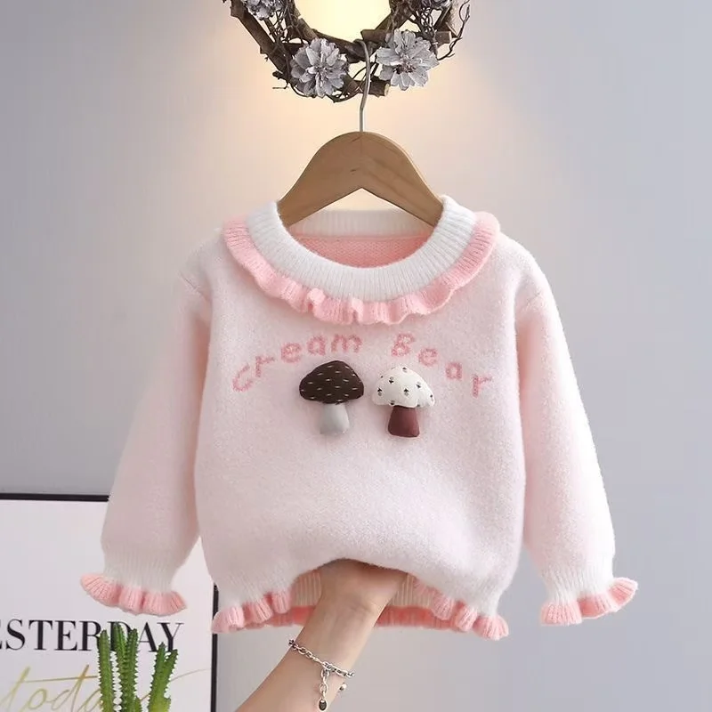 Children Girl SweaterAutumn Winter Cotton Baby Girl Bottom Tops Thicken Warm Long Sleeve Kid Girl Pullover Girl's Sweaters