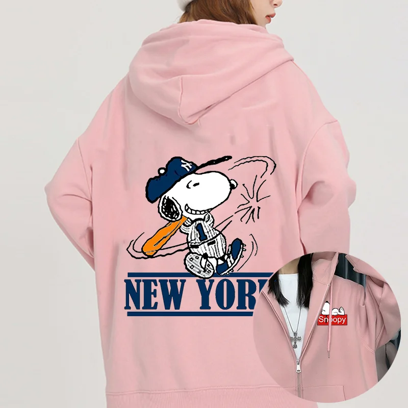 Anime Snoopy printed hoodie student couple sports street casual zipper hoodie