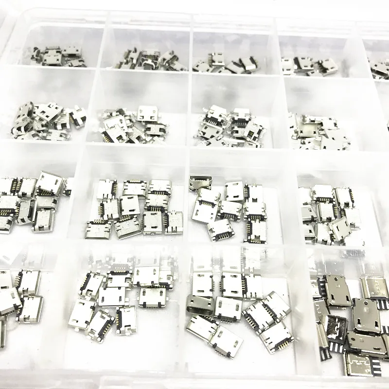 Micro USB Connector  240 Pcs/box 24 Models Female mini usb soldering connectors diy,For MP3 Huawei Samsung SMD DIP Socket Kit