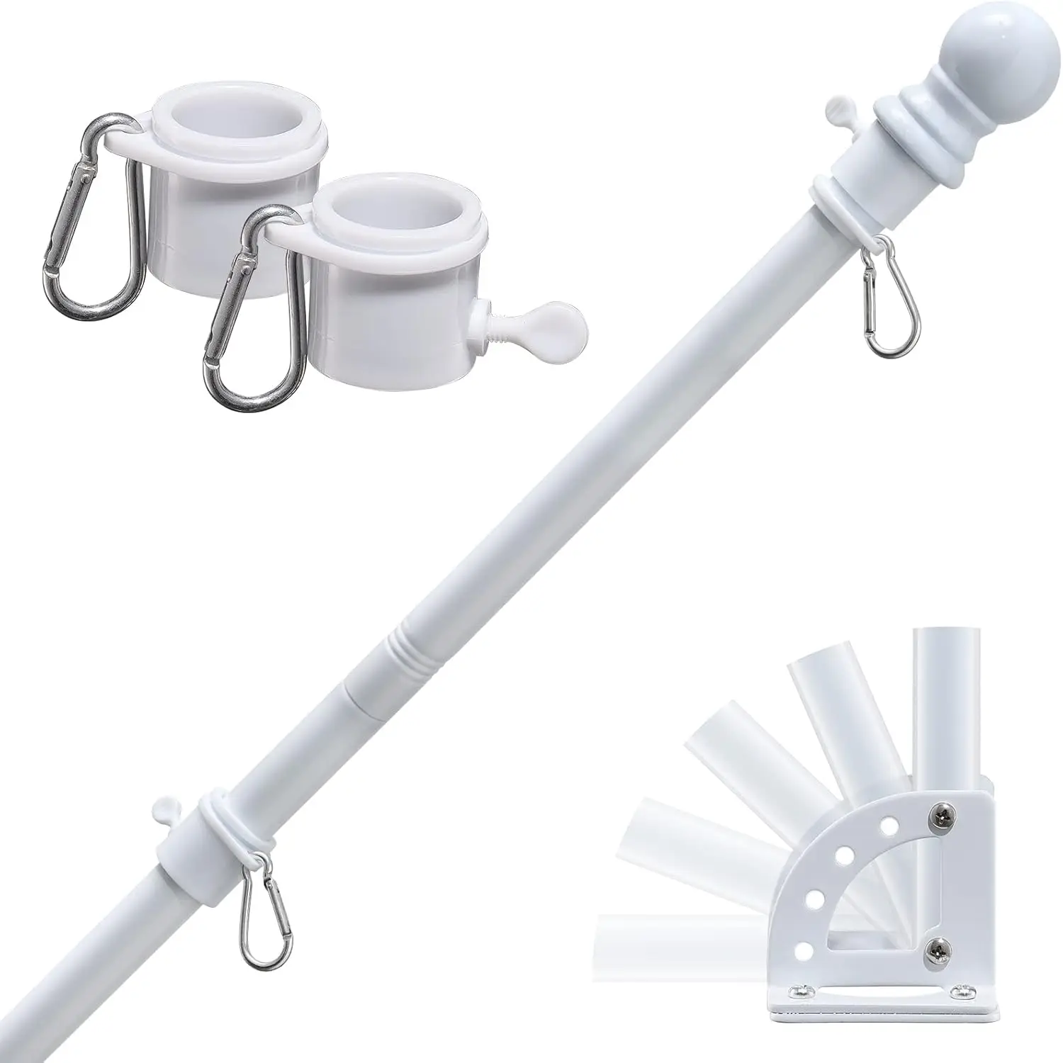 

5FT Outdoor House Flag Pole Kit with Heavy Duty Metal Bracket for Porch Garage