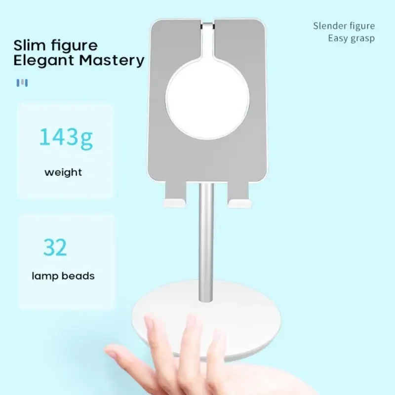 Soporte de extensión de mesa de escritorio, aleación de aluminio negra, pequeño, plegable, portátil, para teléfono, luz de relleno de escritorio, soporte para teléfono móvil