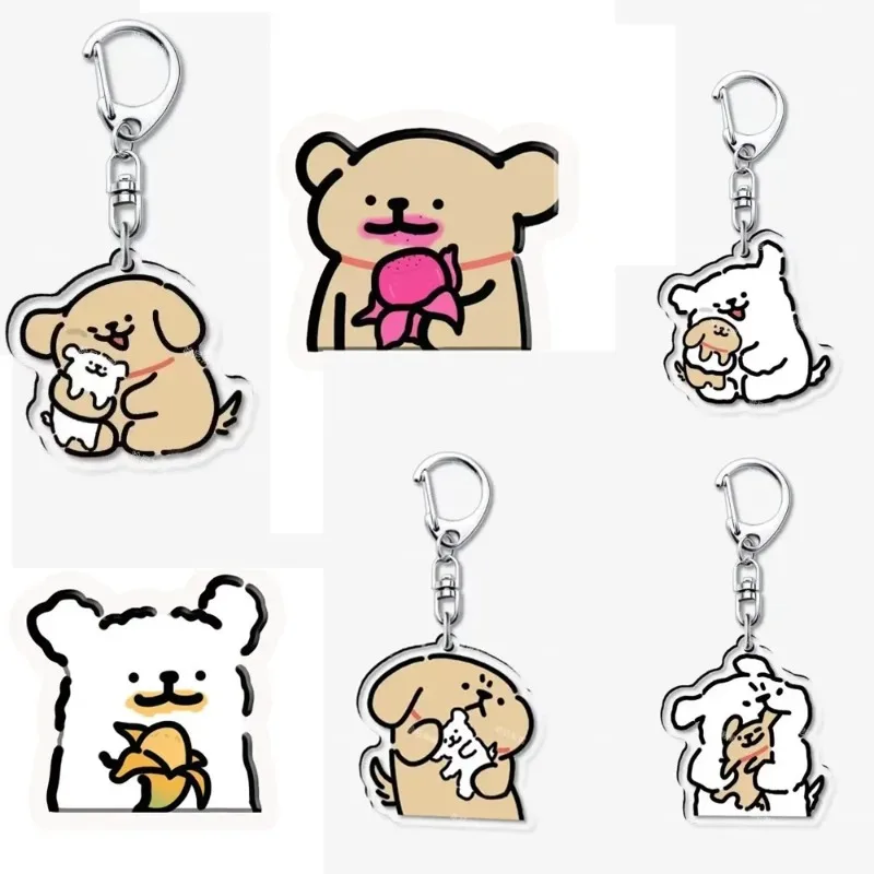 Cute Instagram Style Couple Style Line Dog Acrylic Keychain Bag Pendants Cute Doggy Newly Keyring Accessories Gifts