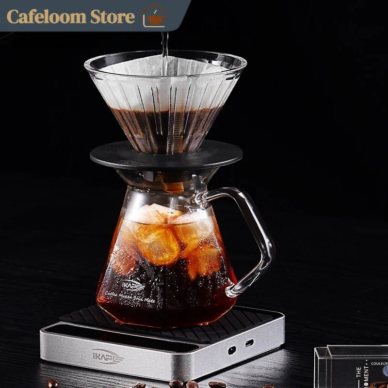 IKAPE Diamond Sharing Pot Glass Coffee Server Hand Brew Coffee Pot Shape Pour Over Coffee Maker Tool For Home Office Barista Use - view 5